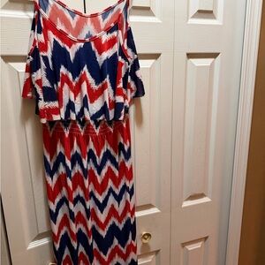 west loop Navy, Red & White Knit Maxi Dress